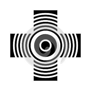 Abstract Cross Icon. Black and White Design Element