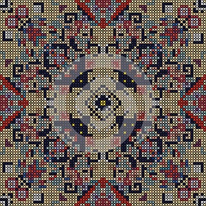 Abstract cross-stitch colorful pattern. Vector template