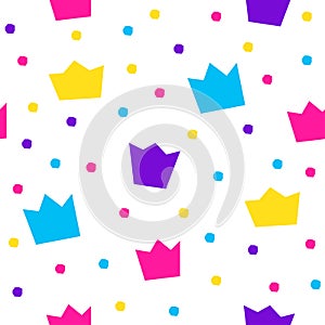 Abstract crown seamless pattern background. Modern futuristic illustration for design card, party invitation, wallpaper, holiday