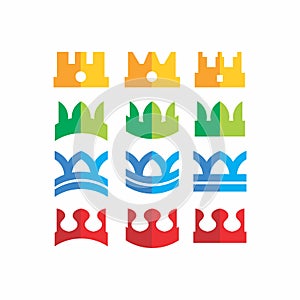 Abstract crown vector logo set