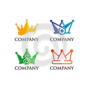 Abstract crown vector logo set