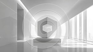Abstract Cube Composition in Bright White Space