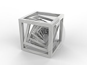Abstract Cube - 3D Image Cube Frame isolated on White Background - Generative Abstract Graphic Design