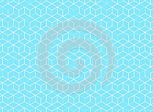 Abstract cube pattern on blue background. Digital geometric line