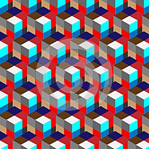 Abstract cube pattern. Colorful design, geometric 3d vector wallpaper, cube pattern background.