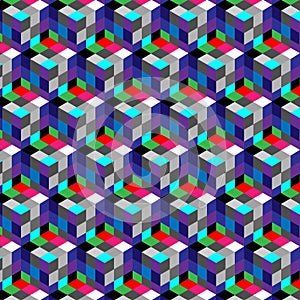 Abstract cube pattern. Colorful design, geometric 3d vector wallpaper, cube pattern background.
