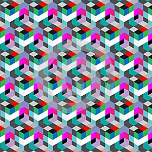 Abstract cube pattern. Colorful design, geometric 3d vector wallpaper, cube pattern background.