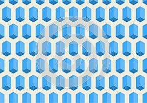 Abstract cube shape isometric background. Vector retro blue geometric seamless pattern