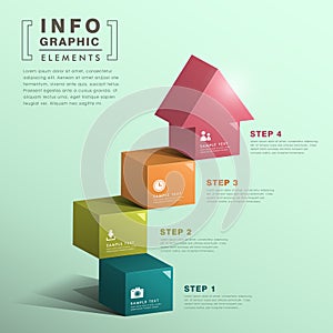 Abstraktné kocky schodisko dom infografiky 