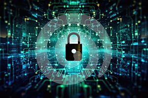 Cybersecurity Concept with Lock, Generative AI