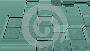 Abstract Cubes Background Random Motion, Loopable Animation. Green Cubes