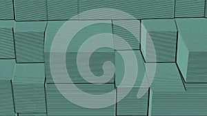 Abstract Cubes Background Random Motion, Loopable Animation. Green Cubes