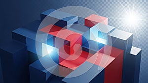 Abstract cubes composition isolated on white background