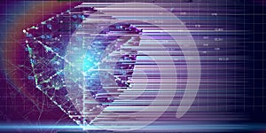 Abstract cubic algorithm futuristic concept. Quantum virtual cryptography. Big data.  Business visualization of artificial