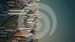 Abstract cubic 3D rendered landscape
