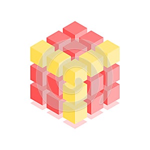 Abstract cubic icon. Isometric illustration for covers design in flat 3D style. Vector geometric logo