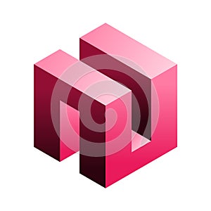 Abstract cubical shape. Architectural design element.