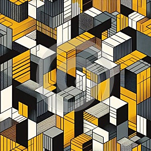 A abstract cubist fabric print, Ai generated image