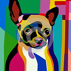 Abstract Cubist Geometric Chihuahua Portrait