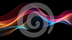 Abstract curve neon lines background, pattern of energy motion in dark digital space. Cyberspace with multicolored glowing waves