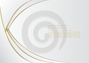 Abstract curve shape luxury design white color clean styel gold metallic