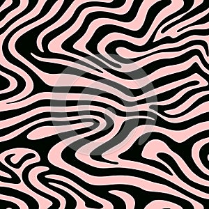 Abstract curve shape seamless pattern. Creative zebra skin wallpaper. Dynamic wave surface ornament. Creative lines tile