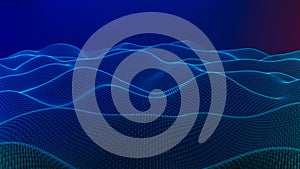 Abstract curve wireframe cube. Wave Technology Background
