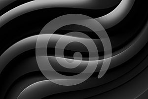 Abstract Curved Background. Black Wave Texture