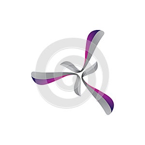 Abstract curved design element, creative windrose ribbon icon