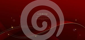 Abstract curved red shape on red background with lighting effect and copy space for text. Luxury design style