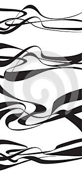 Abstract curved waves background black and white