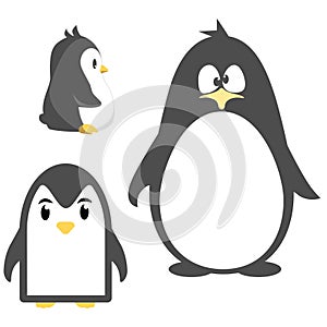 Abstract cute angry cartoon pinguin isolated on a blue background. Funny penguin image.