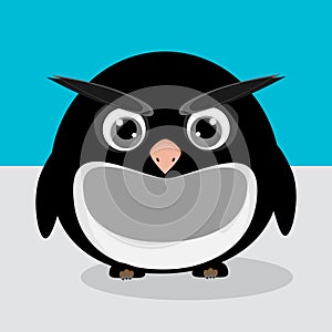 Abstract cute angry pinguin on a blue background