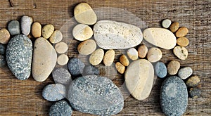 Abstract cute pebbles, footprint from boulder