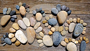 Abstract cute pebbles, footprint from boulder