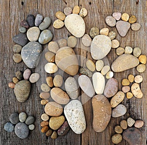 Abstract cute pebbles, footprint from boulder