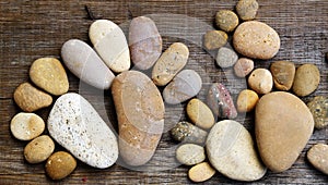 Abstract cute pebbles, footprint from boulder