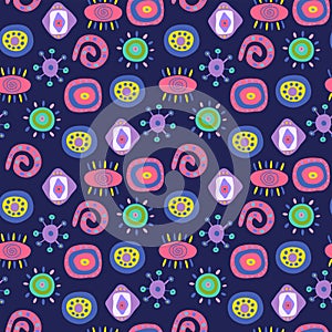 Abstract cute seamless ornament with various elements