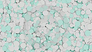 Abstract cyan and white circles background 3D rendering