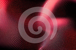 Dynamic digital surface particle wave network abstract visualization.