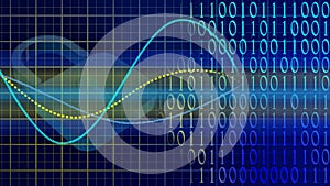 Abstract cyber security concept - graphic elements combined with binary code - blurred closed padlock symbolic for secure