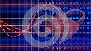 Abstract cyber security concept - graphic elements combined with binary code - blurred closed padlock symbolic for secure