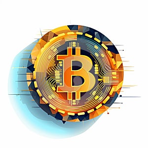 Abstract Cybersteampunk Bitcoin Art On White Background photo
