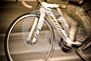 Abstract of the cyclists riding with motion of bicyclists riding