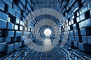 Abstract 3D background with futuristic design and dynamic visual depth.