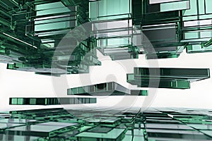 Abstract 3D background with futuristic design and dynamic visual depth.