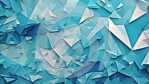 Abstract 3D background. Geometric background with triangles blue white pink. Web banner with triangles.