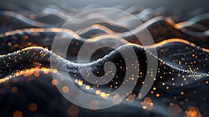 Abstract 3D Background: Golden Lightscape Waves