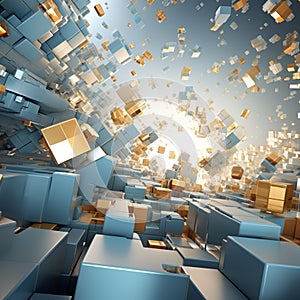 Abstract 3 D background - technology, business, communication, computers, future, virtual reality.