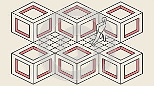 Abstract 3D Blocks Grid Pattern, Technology Concept, vector design Generative AI
